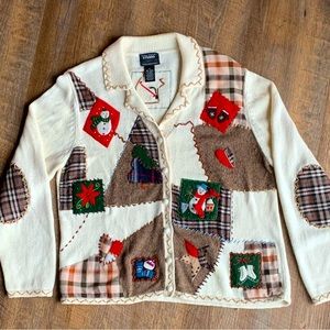 Designers Original Studio Joy Holiday Button Cardigan Size Medium